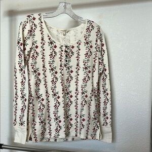 Lucky Brand Cream Floral Long-Sleeve Thermal Tee